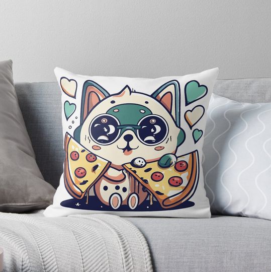 Discover Pizza Cat Lovers Throw Pillow