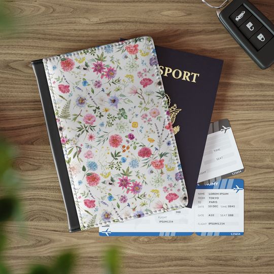 Discover Copy of Doodle Floral Passport Cover, Vintage Travel Gift