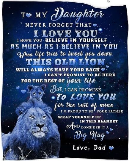 Discover To My Daughter Lion Blanket, Personalized Gifts From Dad, Birthday Gifts