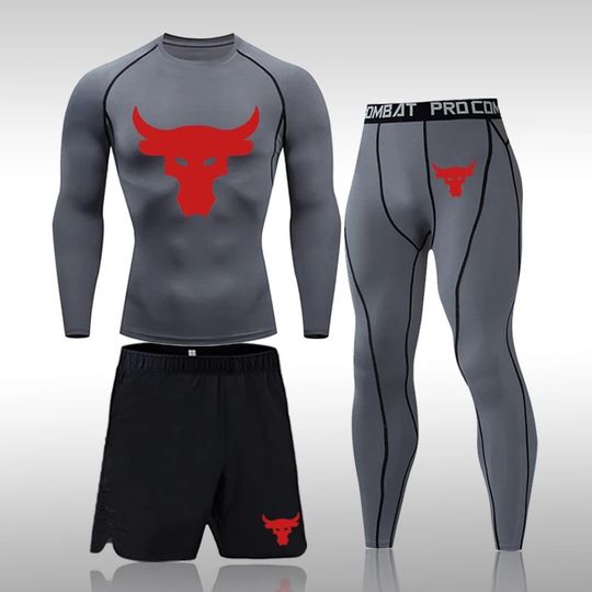 Discover Men's Running Sportswear Gym Fitness Workout Sport Outfits Stretchy Top Pants Set