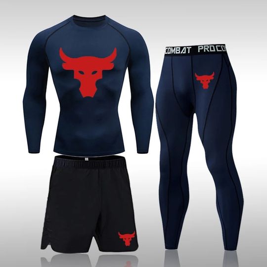 Discover Men's Running Sportswear Gym Fitness Workout Sport Outfits Stretchy Top Pants Set