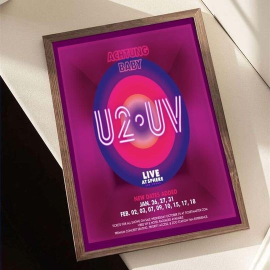 Discover U2 UV Warning Baby Live At Sphere Tour 2024 Poster