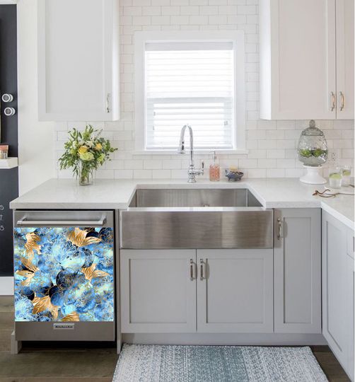 Discover Dishwasher Wraps Kitchen Decor Turquoise Pattern DishWasher Cover