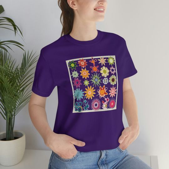Discover Cute Flower Collage Graphic T-Shirt, Flower Lover Enthusiast Shirt, Best Floral Design Tee, Pretty Flowers Tshirt for Stepmom, Grandma, Aunt