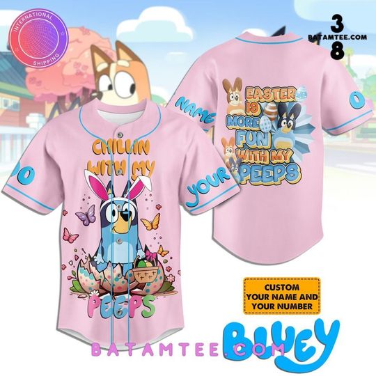 Discover Personalized BlueyDad Chillin With My Peeps Pink Baseball Jersey