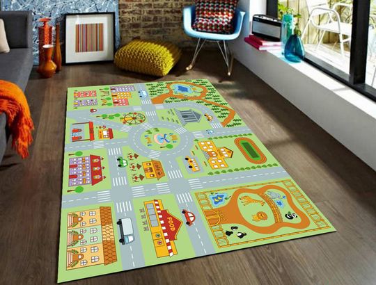 Discover Kids Learning Rug with City Roads