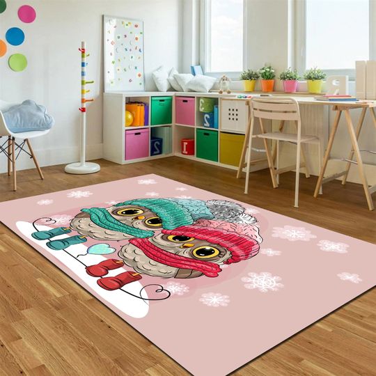 Discover Owl Pattern Rug, Animal Print For Kids, Animal Themed Kids Rug