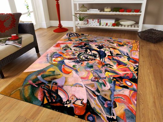 Discover Wassily Kandinsky print carpet,Colorful By Wassily Kandinsky,Colorful Mat, Watercolor Rug