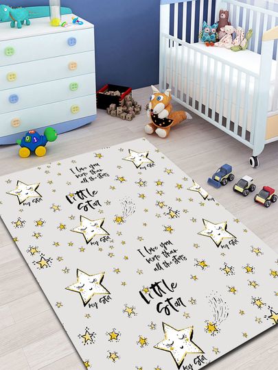 Discover Modern Round Star Pattern Rug for Kids Room