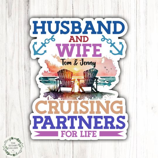 Discover Personalized Husband Wife Cruising Partners for Life Door Magnet