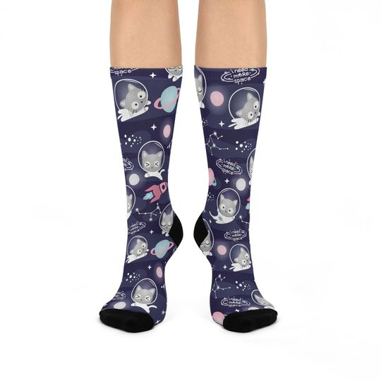 Discover Kawaii Space Cat Cushioned Socks