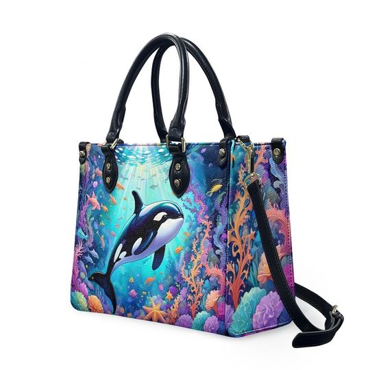 Discover Orca Whale Leather Bag, Animal Lover Handbag