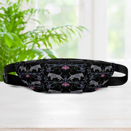 Discover Bullterrier fanny pack, dog treat bag, Nordic Folk art