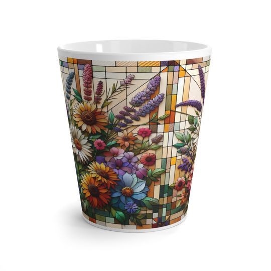 Discover Wild Flower Stained Glass Style Latte Mug