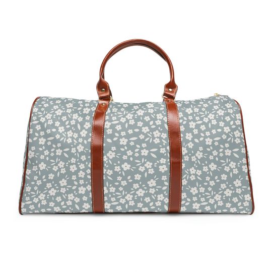 Discover Muted Blue Florals Waterproof Travel Bag