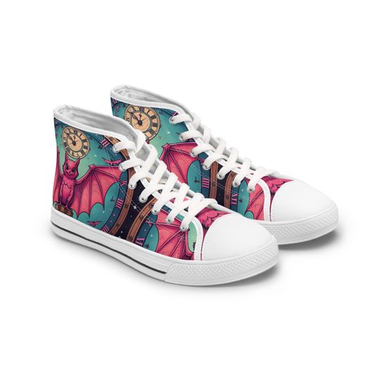 Discover Kosmic Pink Clock Tower Bat Women's High Top Sneakers