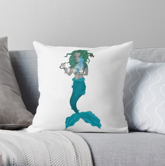 Discover Mermaid and Friends Throw Pillow
