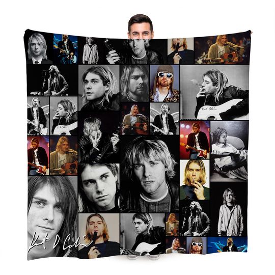 Discover Kurt Cobain Celebrity Montage Fleece Blanket