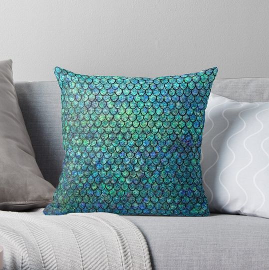 Discover Mermaid Scales Throw Pillow