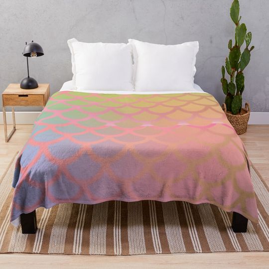 Discover mermaid scales Throw Blanket
