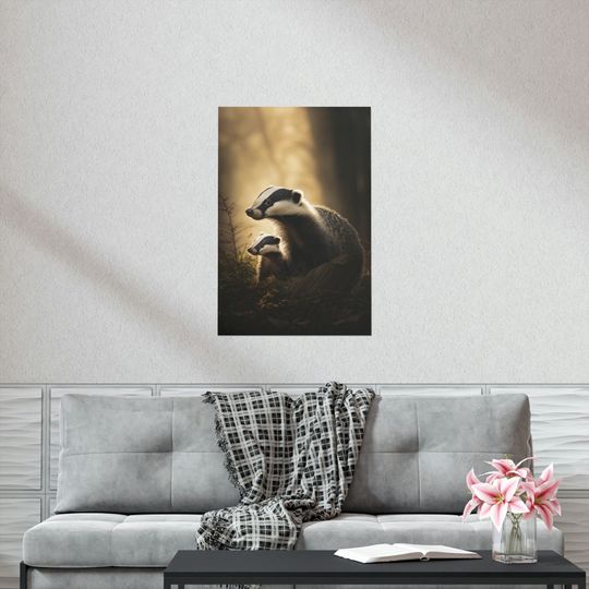 Discover Badge And Cub In The Forest Premium Matte Vertical Poster