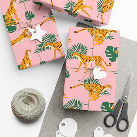 Discover Exotic Cheetah And Palm Leaf Wrapping Paper
