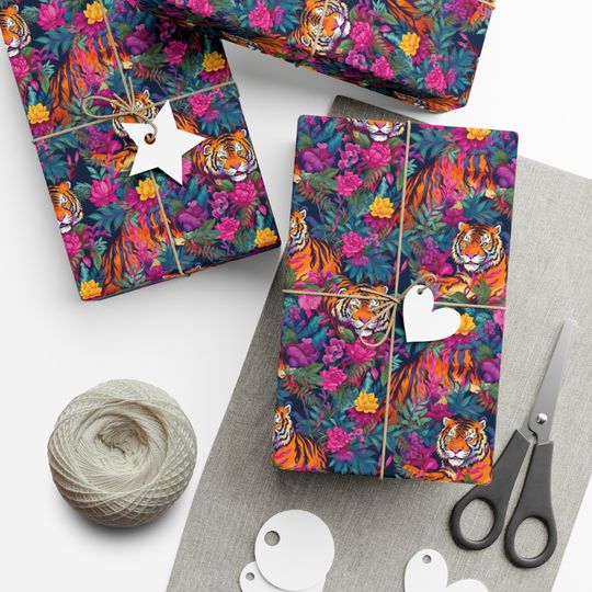 Discover Colorful Jungle Tiger Themed Wrapping Paper