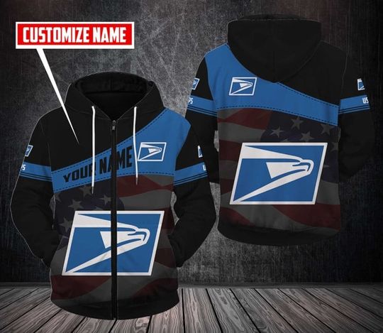 Discover Personalized Postal Service Zip Hoodie, United SPS 3D Printed Zip Up Hoodie