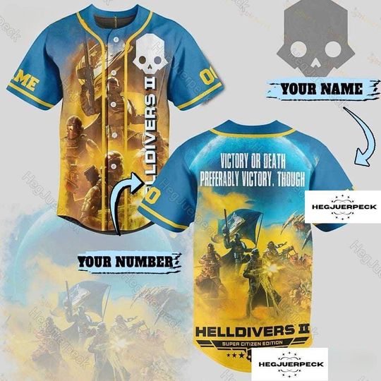 Discover Custom Helldivers 2 Shirt, Helldivers Victory Or Death Baseball Shirt