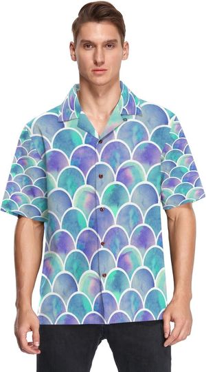 Discover Rainbow Mermaid Scales Hawaiian Shirts