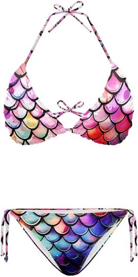 Discover Mermaid Scale Colourful Sling Bikini Swimsuits