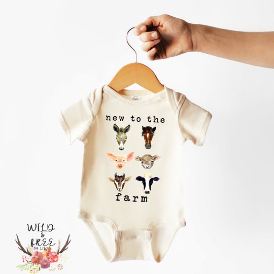 Discover New To The Farm Bodysuit, Cute Farm Animal Onesie