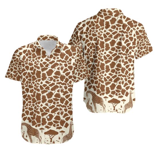 Discover Animal Giraffe Print Hawaiian Shirt