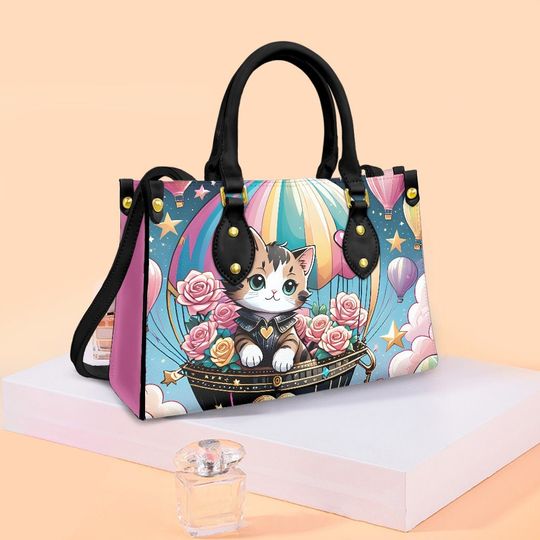 Discover Cat Leather Bag, Animal Lover Handbag