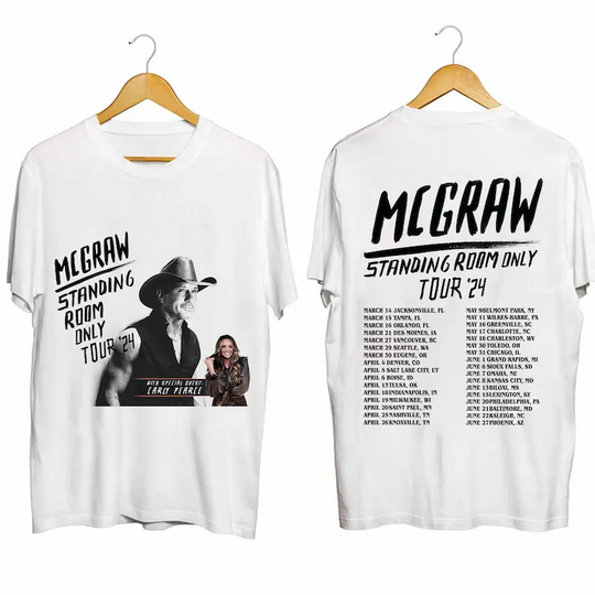 Discover Tim McGraw Standing Room Only Tour 2024 Concert Fan Shirt