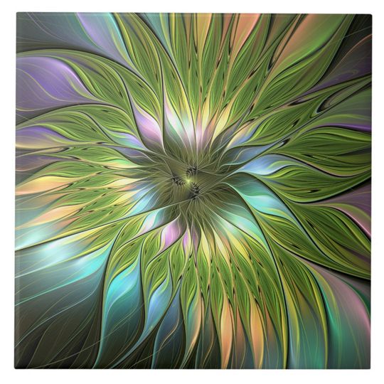 Discover Luminous Colorful Fantasy Flower Ceramic Photos Tile