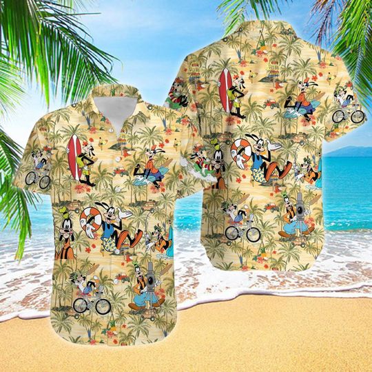 Discover Dog With Palm Tree Hawaii Beach Shirt, Dog Button Up Shirt Holiday