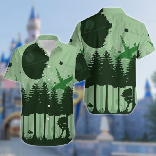 Discover Spaceship Hawaii Beach Shirt, Universe Movie Button Up Shirt Holiday
