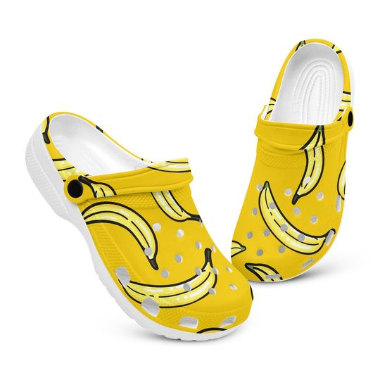 Discover Yellow Banana Print Pattern Clogs