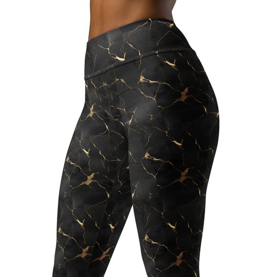 Discover Black and Gold Marble Leggings