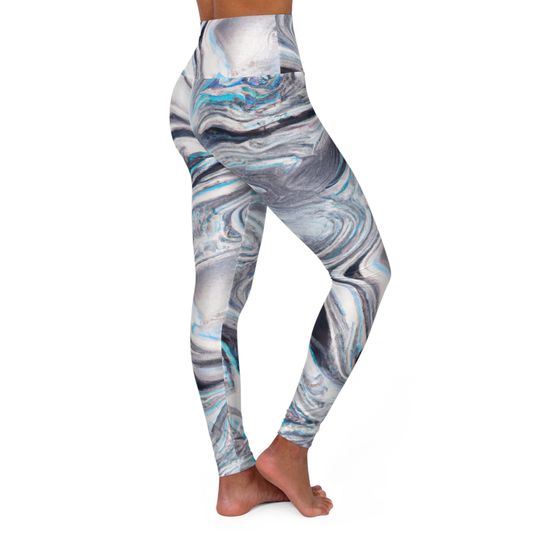 Discover Marble Tile Inspired High Waisted Yoga Leggings