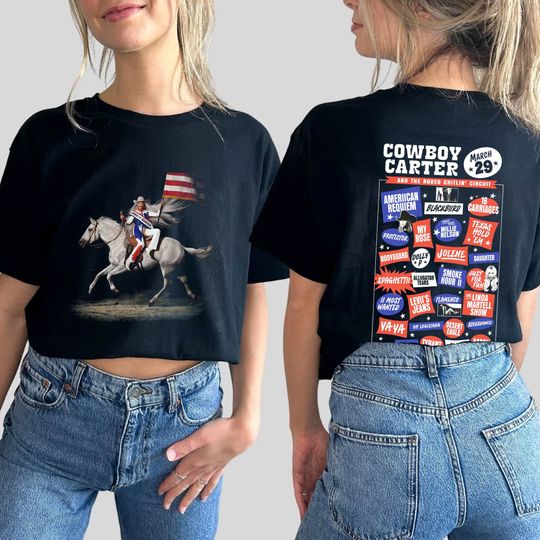 Discover Unisex Cowboy Carter Shirt| 2 Sides Beyoncee Gildan Shirt| D.Parton Tee For Fans