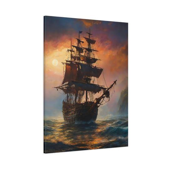 Discover Pirate Ship Print Matte Vertical Poster