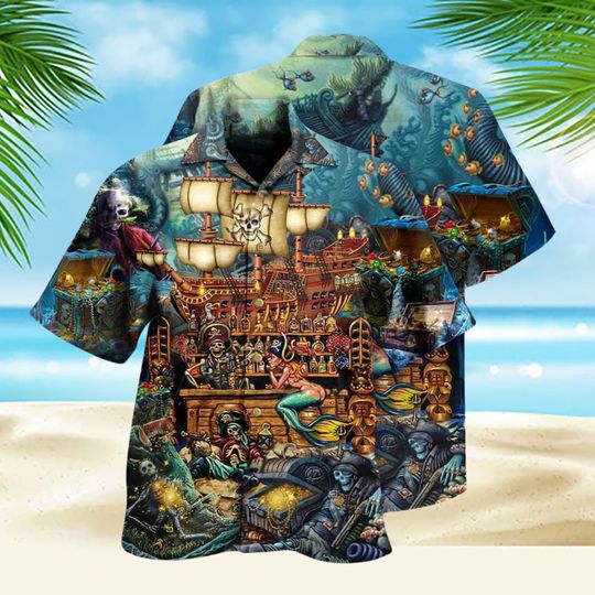 Discover Skull Pirate Treasure Night On The Sea Style Hawaiian