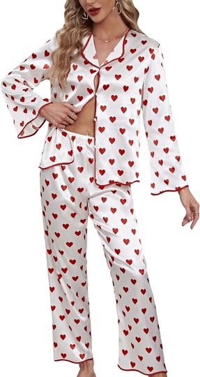 Discover Heart Print Pajamas Set