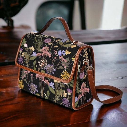 Discover Dark Cottagecore Boho, Dried Pressed Flowers Boho Crossbody Bag