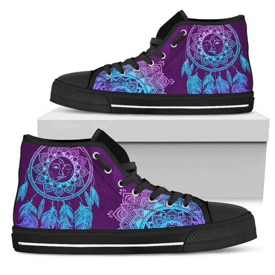 Discover Purple Dreamcatcher Mandala Black High Top Female Sneakers