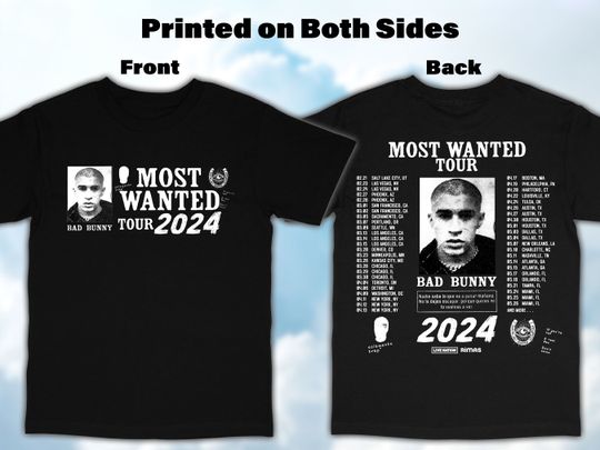 Discover Bad Bunny Most Wanted Tour 2024 Tshirt