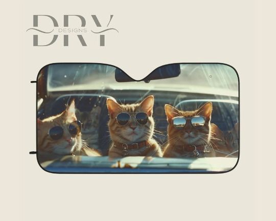 Discover Cool Cat Car Sun Shade, Windscreen UV protection, Funny Kitten