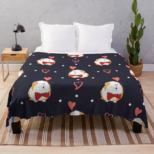 Discover Love Cute Guinea Pig Throw Blanket
